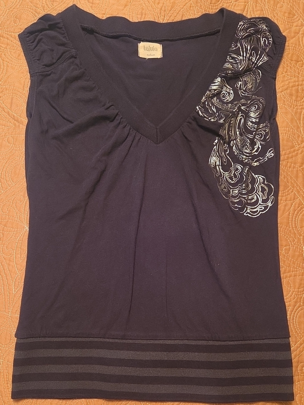 Talula Black V-Neck Embellished Women’s Top